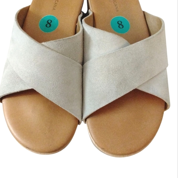 Donna Toscana Italian Clog Sandals Size 8 Platform Suede Wooden Slides - Picture 4 of 9